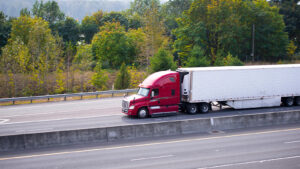 Tractor trailer truck on a highway