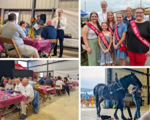 Four photos of Senator Hutchinson at the fair