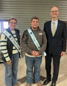 Senator Hutchinson with Venango County 4-H Queen Emma Pritts and King Will Ion.